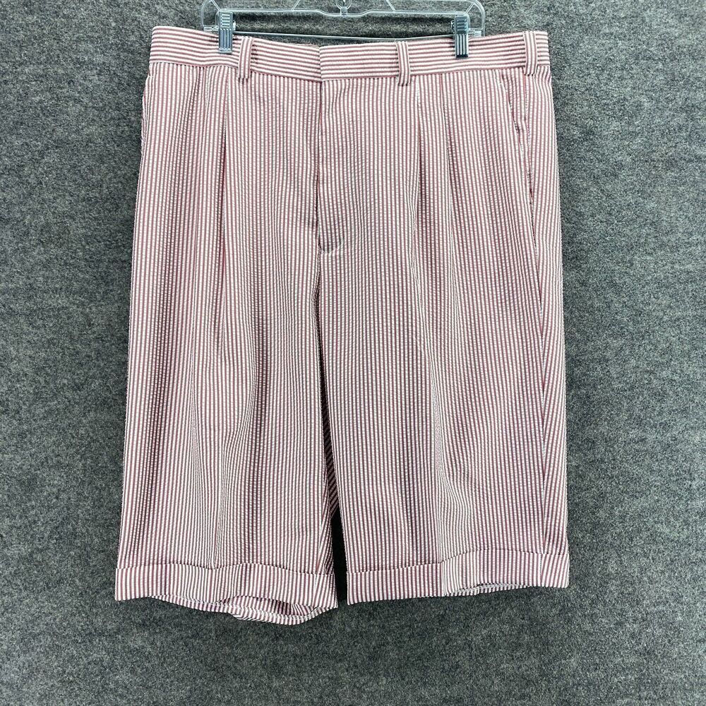 Giorgio Inserti Shorts Men 40 Red Striped Mid Rise Flat Front Bermuda Cuffed